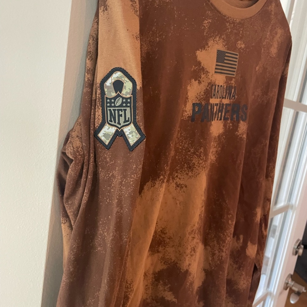 Panthers Camo Brown Salute To Service Sideline Long Sleeve Tee WOMENS L